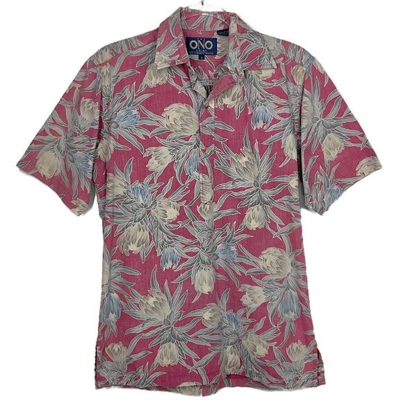 The Ono Shirt By Liberty House Vintage Red Floral Reverse Print Hawaiian Small - Picture 5 of 5